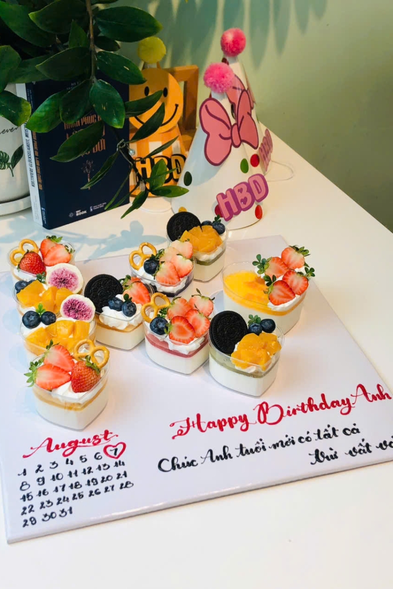 Set bánh 9 panacotta và panacotta trái tim lớn