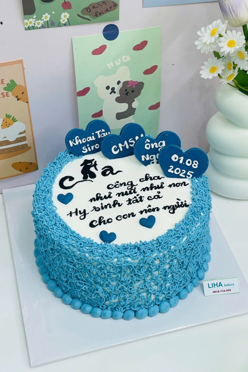 Bánh kem mẫu viết thư pháp