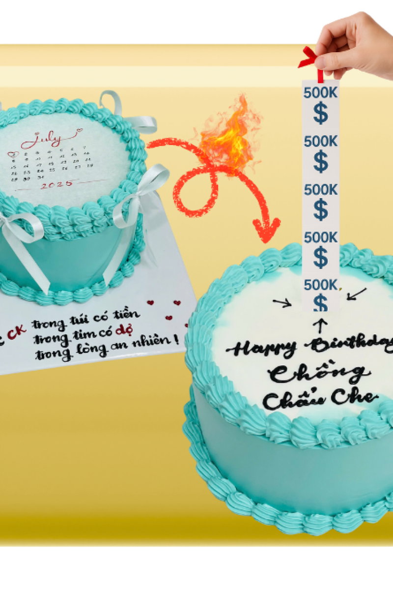 Bánh kem đốt rút tiền mẫu tròn