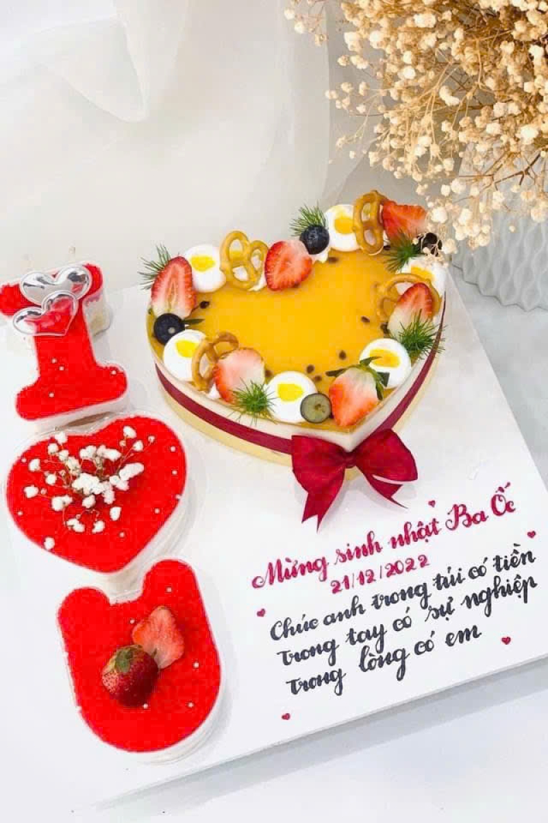 Set bánh kem mousse  trái tim 14 và ILU