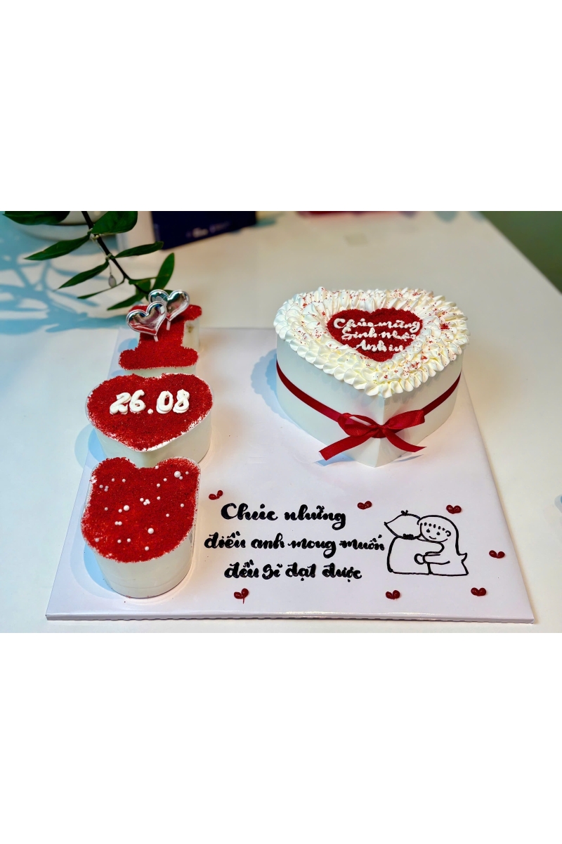Bánh đốt trái tim 16 và cup cake ILU