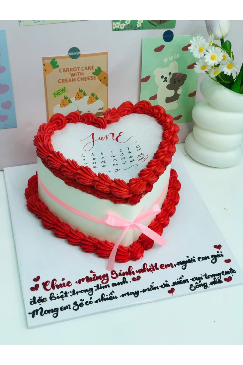 Bánh kem đốt trái tim mẫu 1