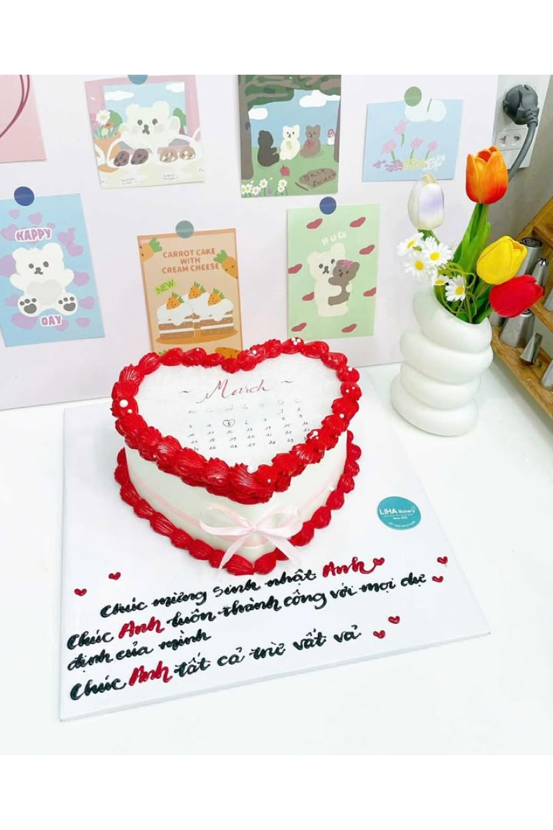 Bánh kem đốt trái tim mẫu 1