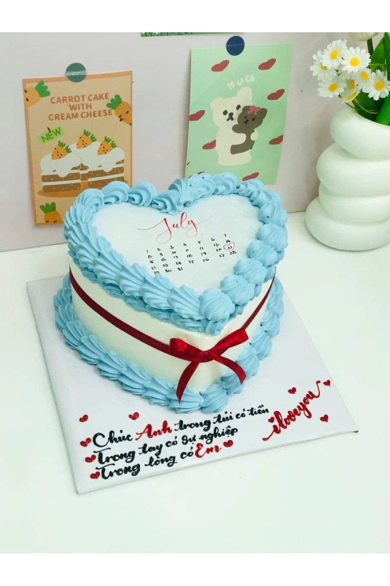 Bánh kem đốt trái tim mẫu 1