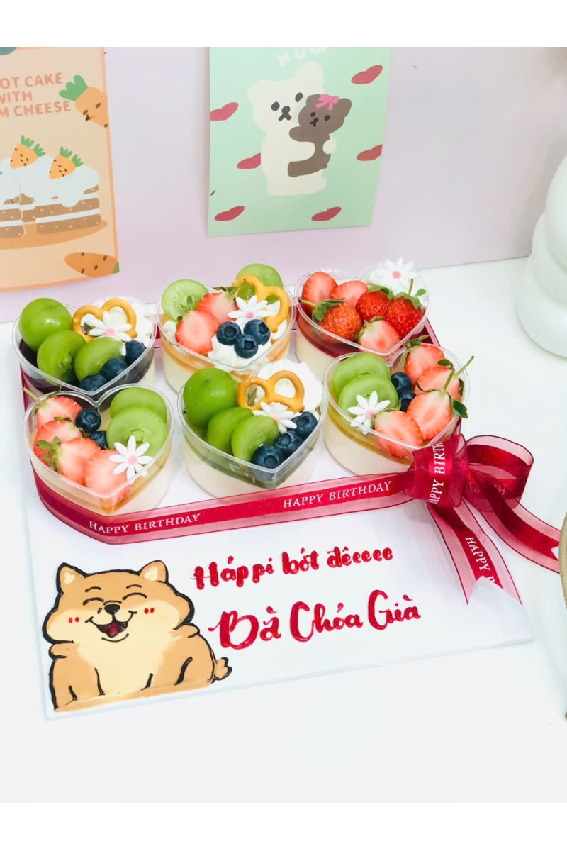 Set bánh 6 panacotta trang trí