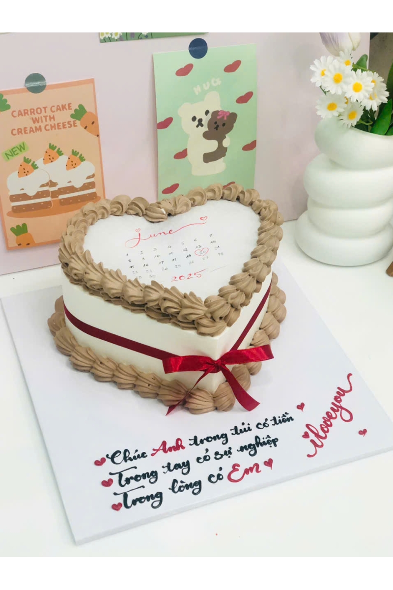 Bánh kem đốt trái tim mẫu 1