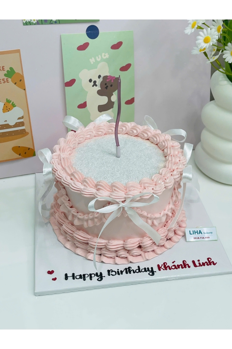 Bánh kem thổi kim tuyến mẫu tròn 1