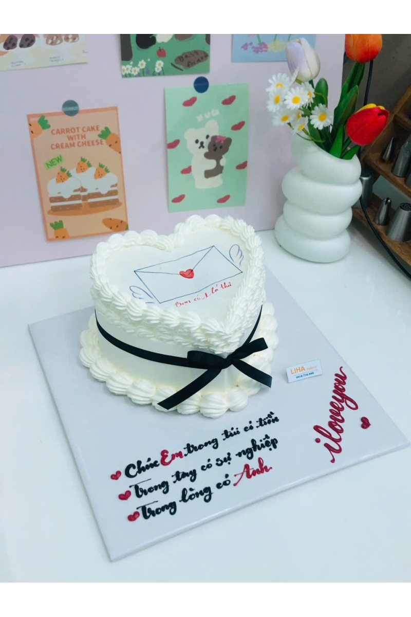 Bánh kem đốt trái tim mẫu 1