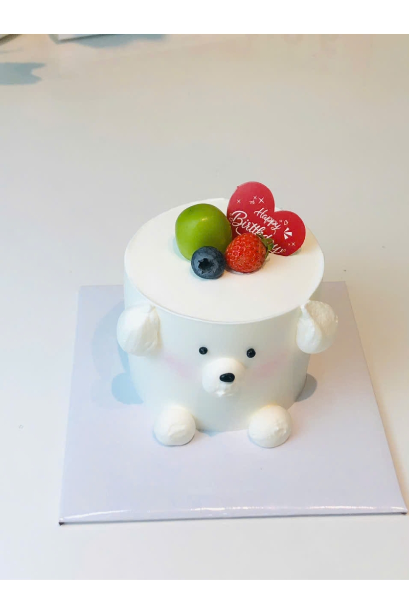 Bánh kem cún con đội mũ dâu